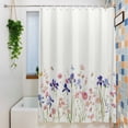 thumbnail image 3 of Spring Floral Long Shower Curtain Set, Waterproof Shower Curtains for Bathroom, Watercolor Summer Botanical Flowers Washable Fabric Cloth Bath Curtain for Bathtub Decoration with Hooks 72x84 Inches, 3 of 9