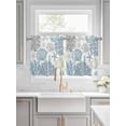 thumbnail image 2 of Navy Blue Teal Coastal Half Window Curtains 24 Inches Long, Summer Beach Coral Shell Ocean Window Treatment Curtain Drapes, Short Curtains Tiers for Kitchen Over Sink, 27.5"x24", 2 Panels, 2 of 7