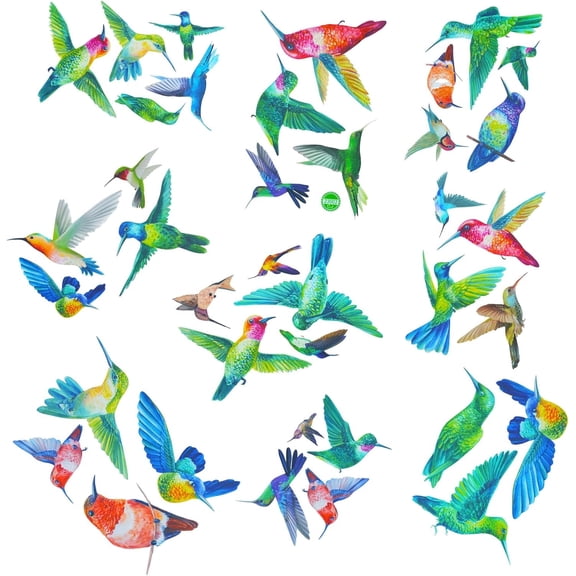 ‎TACYKIBD 38 Pack Hummingbird Window Clings, LIOUCDB Double-Sided Window Stickers, Stained Windows Decals to Prevent Bird Strikes, Anti-Collision Glass Stickers on Windows Doors
