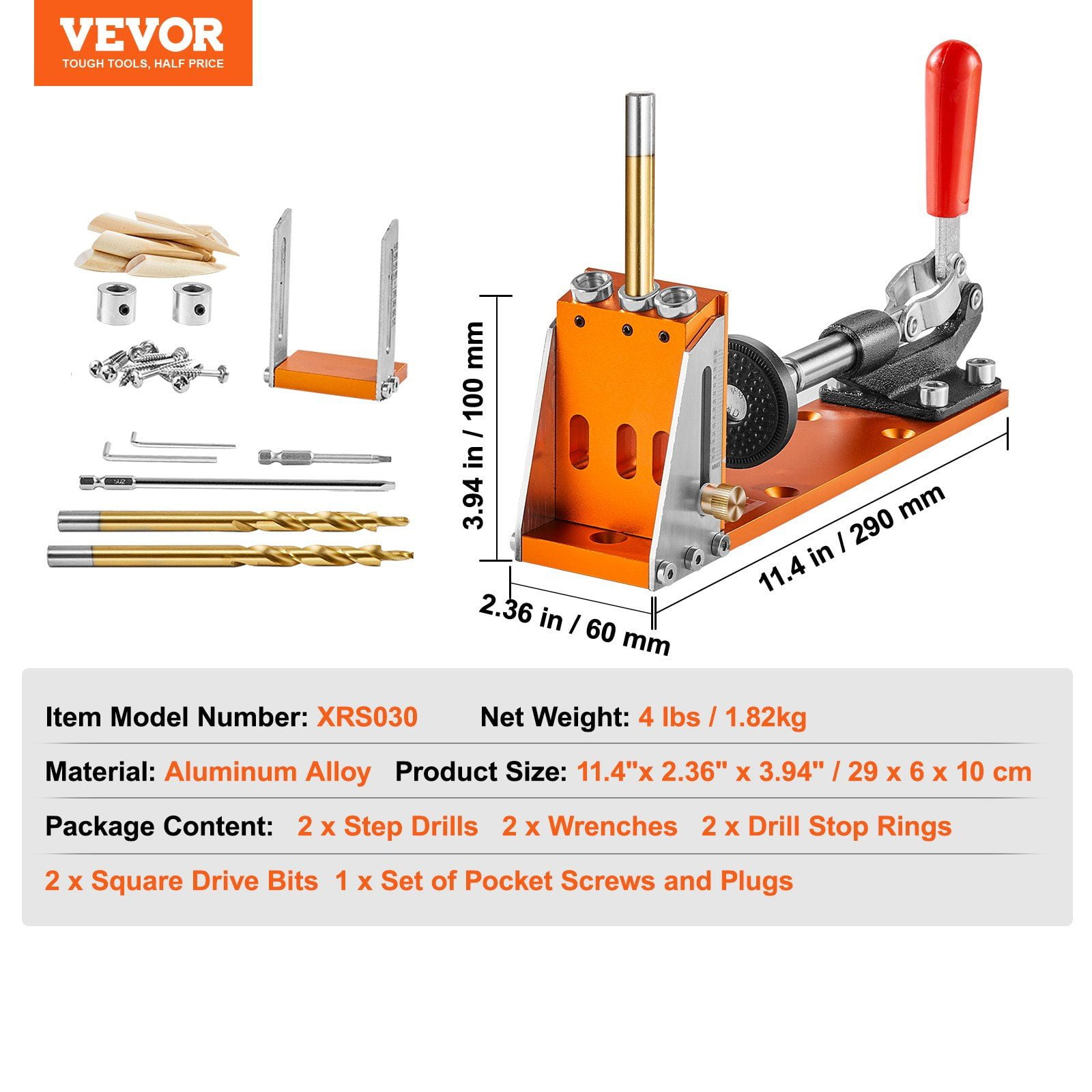 30Pcs Wood Joinery Pocket Hole Jig Kit – Adjustable with Step Drills, Wrenches & Square Drive Bits for Carpentry Projects