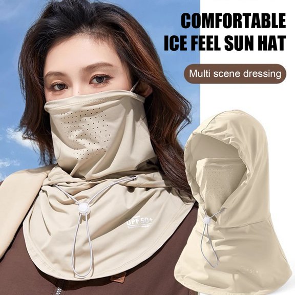 ZenCart Sun Protection Face Guard Hat Neck Gaiter UPF 50 Breathable Cooling Ice Silk Summer Outdoor Cycling Women Hood Bandana Scarf Face Shield