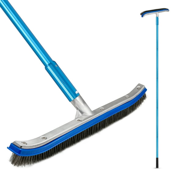 SANLIKE 200cm Swimming Pool Brushes-Pool Brush Stainless Steel Brush Head with Aluminum Pole Adjustable Length Pool Cleaning Tool