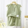 thumbnail image 2 of HUCOAE 3T Boy Clothes Toddler Boy Outfit Toddler Baby Boy Summer Outfit Short Sleeve T Shirt Top And Casual Shorts Set Cute Clothes Light Green 7-8 Years, 2 of 4