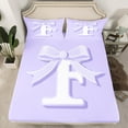 thumbnail image 2 of Erosebridal Initial F Letter Twin Sheet Sets, Princess Bow Bedding Twin Size, Purple Monogrammed Reversible Bed Sheets Twin, Microfiber Room Decor, 3pcs, 2 of 7