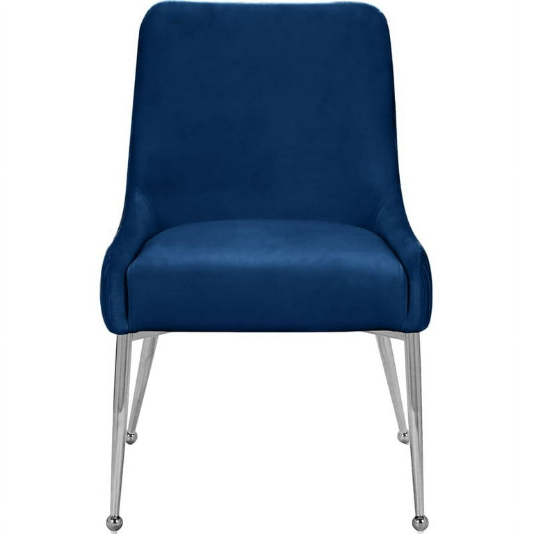 Meridian Furniture Ace Navy Velvet Dining Chair with Chrome Legs