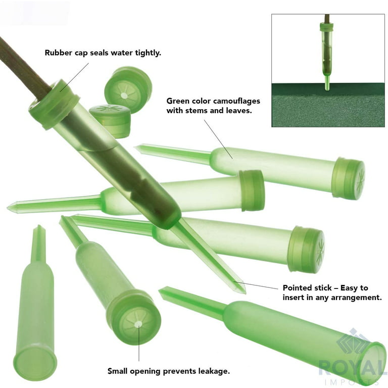 Flower Water Tubes 2.8 Inch Plastic Water Tubes For Flowers Floral Vials  With Caps For Decoration Flower Arrangement (green, 60 Pcs)-m.3040