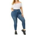 thumbnail image 2 of Agnes Orinda Women's Plus Size Mid Rise Stretchy Skinny Jeans Legging, 2 of 6