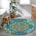 thumbnail image 3 of Round Rugs 4Ft, Green Boho Round Area Rug Washable Indoor Throw Carpet, Shabby Vintage Ethnic Abstract Floral Art Soft Non Slip Circle Rug for Kitchen Nursery Room Home Decor Aesthetic, 3 of 8