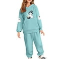 thumbnail image 2 of YUNAFFT 4-12Y Boys Girls Hooded Sweatshirt & Pants Set Winter Fleece Lining Two-Piece Outfit Color Options (Black/Light Blue/Pink) 100-160 Polyester Casual, 2 of 5