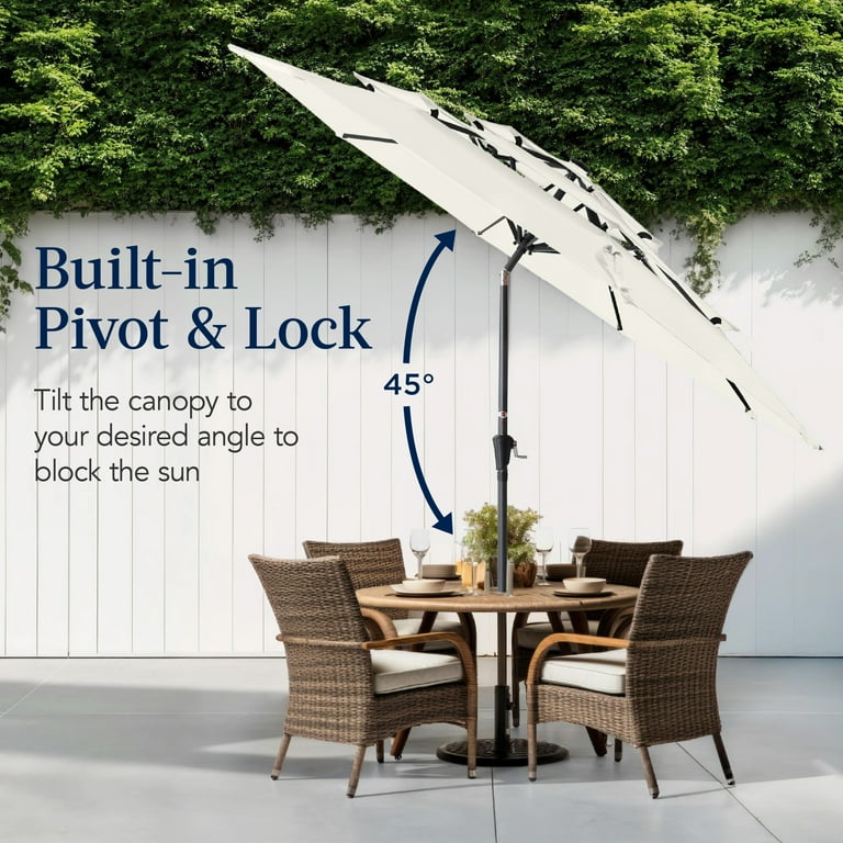 best patio umbrella to block sun Best Choice Products 10ft 3-Tier Patio Umbrella, Market Sun Shade w/ Tilt Adjustment, Easy Crank