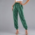 thumbnail image 2 of Sequin Pants Green Sparkle Outfit High Waisted Wide Leg Women'S Holiday Pants Womens Disco Pants, 2 of 6
