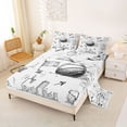 thumbnail image 2 of Castle Fairy Minimalism Basketball Bed Sheets 4-Piece, Sport Graffiti Full Size Sheets, Black White,1 Fitted Sheet, 1 Flat Sheet and 2 Pillowcases, 2 of 6