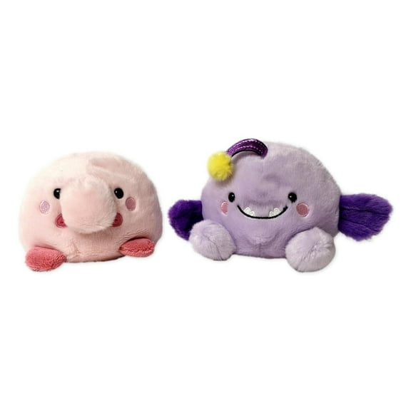 Set of 2 BART BLOBFISH & BLINKY ANGLER FISH Palm Pals 5" Stuffed Plush, Aurora