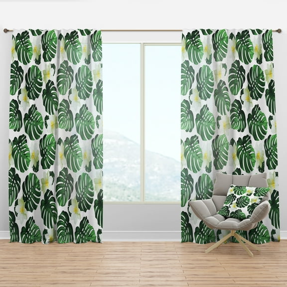 Designart 'Tropical Foliage Mood I' Floral Curtain Panel