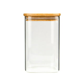 Square Glass and Bamboo Jar 1.75L, Kitchen Organisation