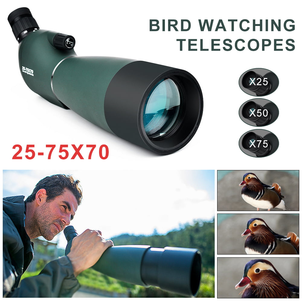 BoTaiDaHong 25-75X70 Angled Spotting Scope Astronomical Telescope W/Tripod Waterproof Anti-Fog Shockproof for Bird Watching Target