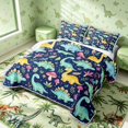 thumbnail image 3 of Manfei Cute Dino Animals Twin Quilt Set,Kawaii Mushroom Stars Twin Coverlet Set,Blue Green,2-Piece,1 Bedspread and 1 Pillowcase, 3 of 7