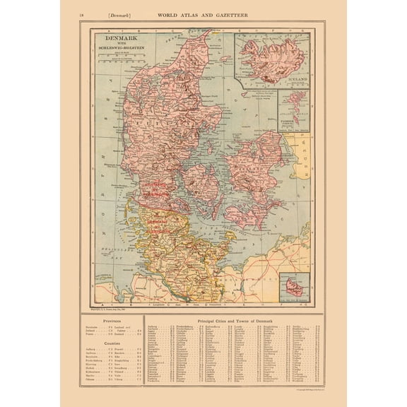 Historic Map - Schleswig Holstein Germany Denmark - Reyn1921 - Vintage Wall Art