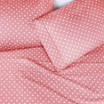 thumbnail image 5 of Superior 600 Thread Count 4-Piece Luxury Cotton Blend Pink Polka Dots Sheet Set, Queen, 5 of 11