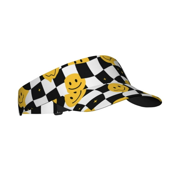 PAYOHTO Funny Melt Smile Faces Geometry Pattern Sun Visor Ponytail Tennis Hat for Teen Women Breathable Polyester Sun Golf Cap for Men Outdoor Sports Visors Hats for Summer