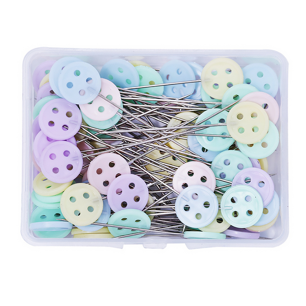 100pcs Plastic Flat Head Pins Straight Quilting Pins Mixed Color Diy Sewing Needles Fastener