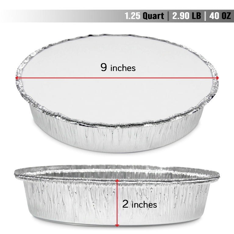 9 Round Aluminum Foil Take-Out Pans, Disposable Food Tin