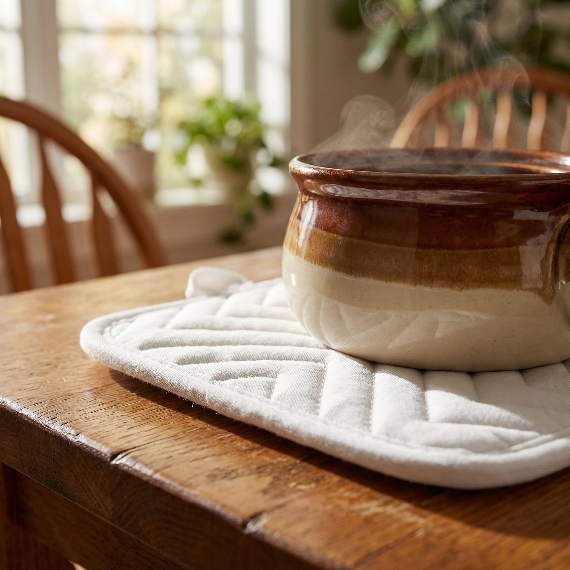 Unique Bargains 2 Pcs Pot Holders Heat Resistant Non Slip Hot Pads for Kitchen White 9.1"x7.1"