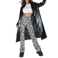 thumbnail image 2 of VISgogo Pantalones de pierna recta para mujer, pantalones de cintura alta con estampado estampado, marrón / negro / verde / azul / café VISgogo moda, 2 of 9