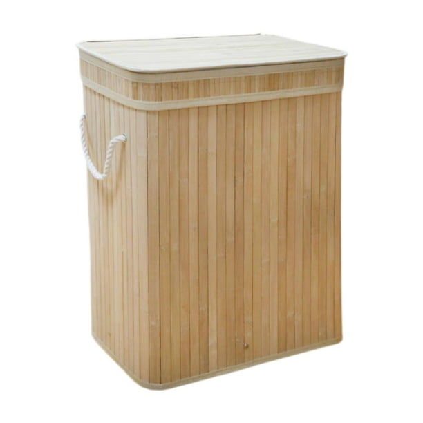 Cesta de bambú para la ropa sucia con tapa, cesta de almacenamiento para dormitorio , sala de estar Madera