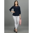 thumbnail image 2 of Prettify Women Straight Regular 3/4th Sleeve Casual Female Navy Blue Western Top, 2 of 5