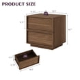 thumbnail image 2 of Treocho 2 Drawers Nightstand Set of 2, 18" Wood Finished w/Modern Concealed Handle, Walnut, 2 of 7