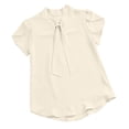 thumbnail image 2 of Vmvidoty Womens Tied Tops V Neck Short Sleeve Summer Shirts Babydoll Tops Dressy Casual Blouses Khaki M, 2 of 9