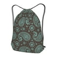 thumbnail image 3 of XMXT Waterproof Gym Bag, Arabesque Ethnic Paisley Floral Drawstring Backpack for Men, s Green, 3 of 8