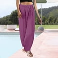 thumbnail image 4 of TRUBKH Womens Linen Pants Summer Boho Pants Straight Leg Lounge Trouser Floral Belt Pants Paperbag Pant Fashion Drawstring Lightweight Palazzo Pants Cruise Pants Beach Pants for Women Hot Pink 3XL, 4 of 5