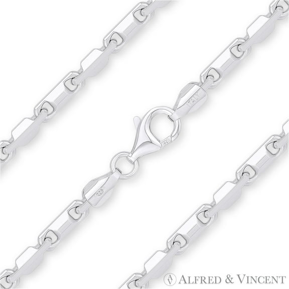 3.5mm Heshe Link Bar Chain Bracelet in .925 Italy Sterling Silver