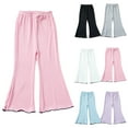 thumbnail image 4 of Utoimkio Toddler Girls Flared Pants Ruffle Yoga Leggings Elastic Waisted Bell Bottoms Size 2-10T, 4 of 4
