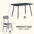 thumbnail image 2 of Modern 5-Piece Dining Set, Kitchen Table & 4 PU Leather Chairs, Comfort Seating for 4, Perfect for Small Spaces & Apartments, Black, 2 of 7