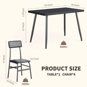 Aiho 5-Piece Modern Dining Set, Metal & Wood Table & 4 Chairs, Space-Saving for Small Spaces & Apartments, Black