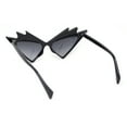 thumbnail image 4 of Sparkling Show Girl Silver Foil Bling Glitz Triangle Cat Eye Plastic Sunglasses Black - Smoke, 4 of 4