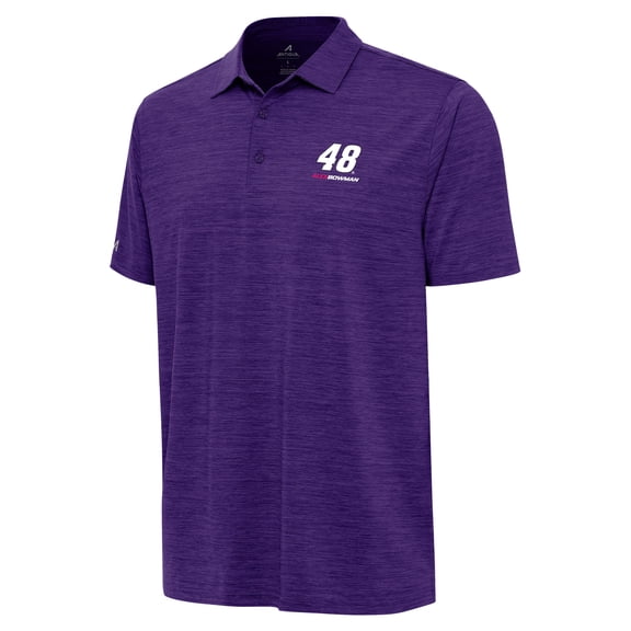 Men's Antigua Heather Purple Alex Bowman Layout Polo