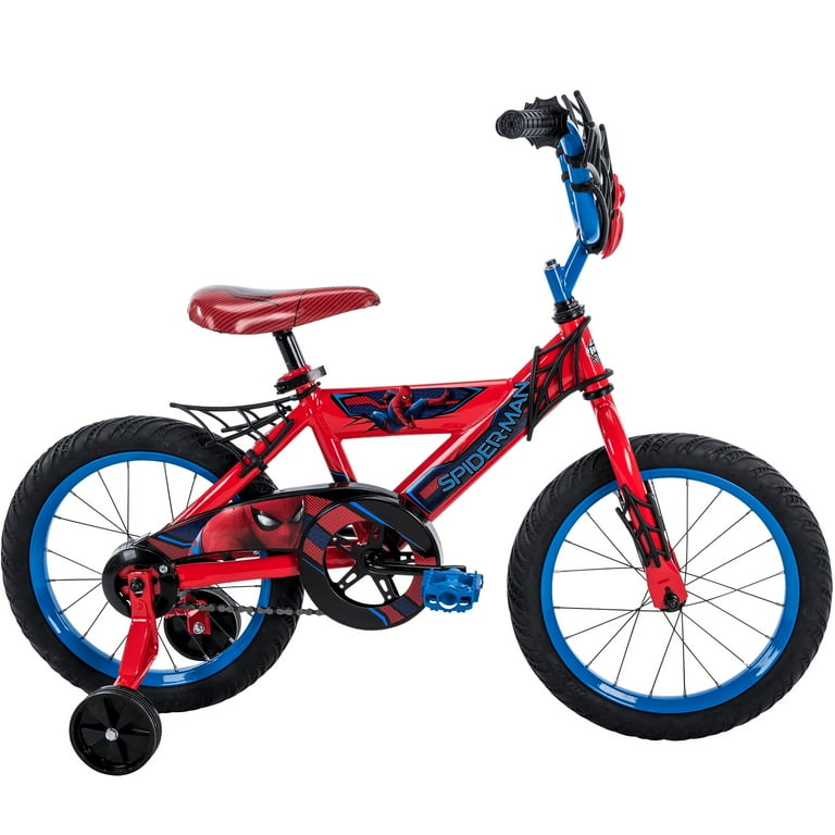 Huffy Bicicleta para niños Marvel Spider Man 16 EZ-Build negro rojo con  ruedines 