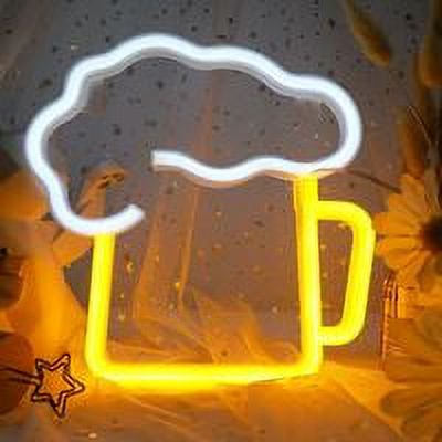 Letreros de neón para cerveza, letreros de neón, luces LED de neón con batería y USB, letreros de neón para barra, letreros LED amarillos y blancos, decoración para pared de habitación, letreros de