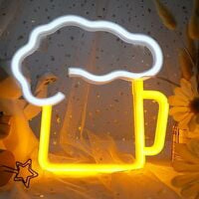 Letreros de neón para cerveza, letreros de neón, luces LED de neón con batería y USB, letreros de neón para barra, letreros LED amarillos y blancos, decoración para pared de habitación, letreros de