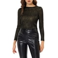 thumbnail image 1 of INSPIRAR CHIC Blusa de Mujer de Manga Larga Brillante con Purpurina Metálica Negra Brillante, 1 of 6