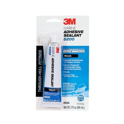 3M Adhesive Sealant 05205 3M 5200; Used For Permanent Bonding Of Wood/Gelcoat And Fiberglass; For Marine Applications; 3 Ounce Tube; Black; 48 Hours Tack Free Time; 700 PSI Tensile Strength; Single