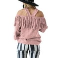 thumbnail image 4 of DYMADE Women Plus Size Sexy Tassel Hanging Neck Off Shoulder Casual Top, 4 of 6