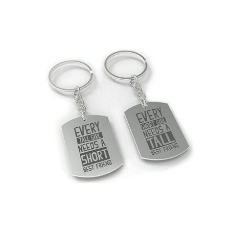 BFF Key Chain Set - Short Girl and Tall Girl Best Friend Key (Personalised Best Friend Keyrings)