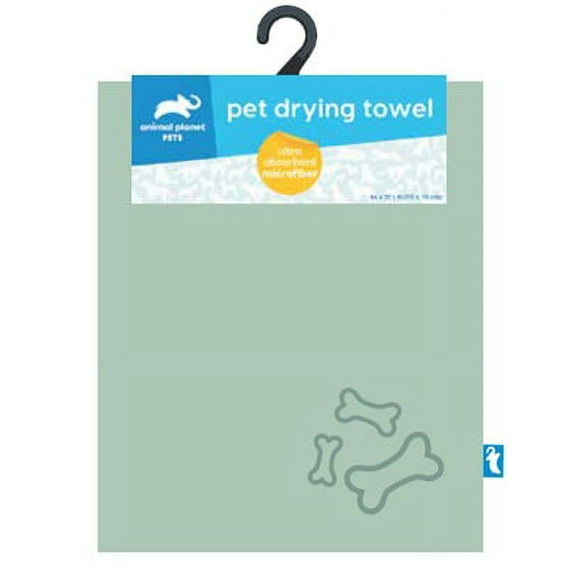 AnimalPlanet Microfiber Towel Sage Green Woof Design Embroidery 44 x 28