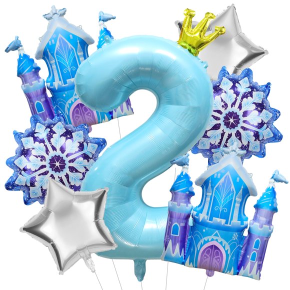 Set de globos para fiesta Gretion de 7 piezas para 2.º cumpleaños, temática invernal