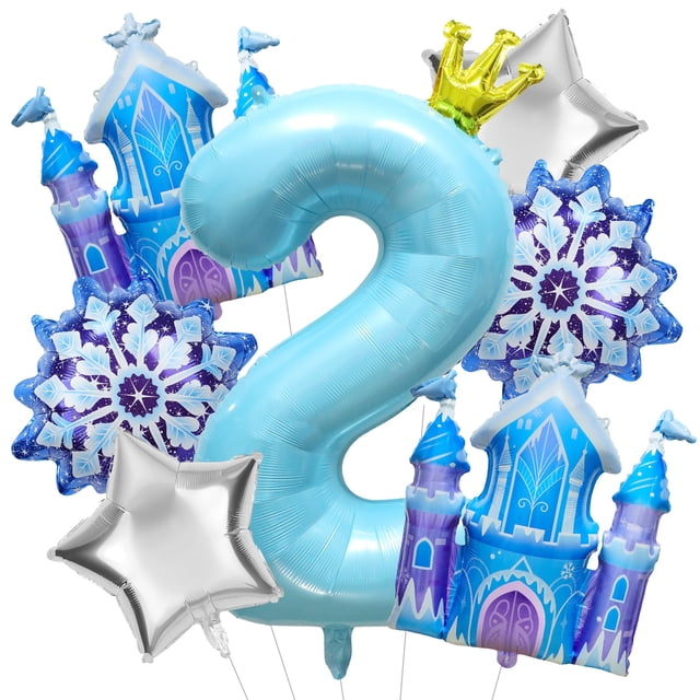 Set de globos para fiesta Gretion de 7 piezas para 2.º cumpleaños, temática invernal